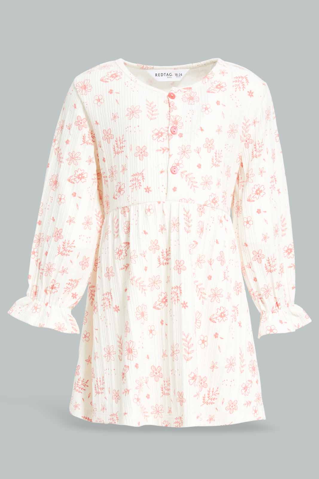 Redtag-Girls-White-Floral-All-Over-Print-Pointel-Dress-Category:Dresses,-Colour:White,-Deals:New-In,-Dept:Girls,-Filter:Infant-Girls-(3-to-24-Mths),-ING-Dresses,-New-In-ING-APL,-Non-Sale,-S23A,-Section:Girls-(0-to-14Yrs)-Infant-Girls-