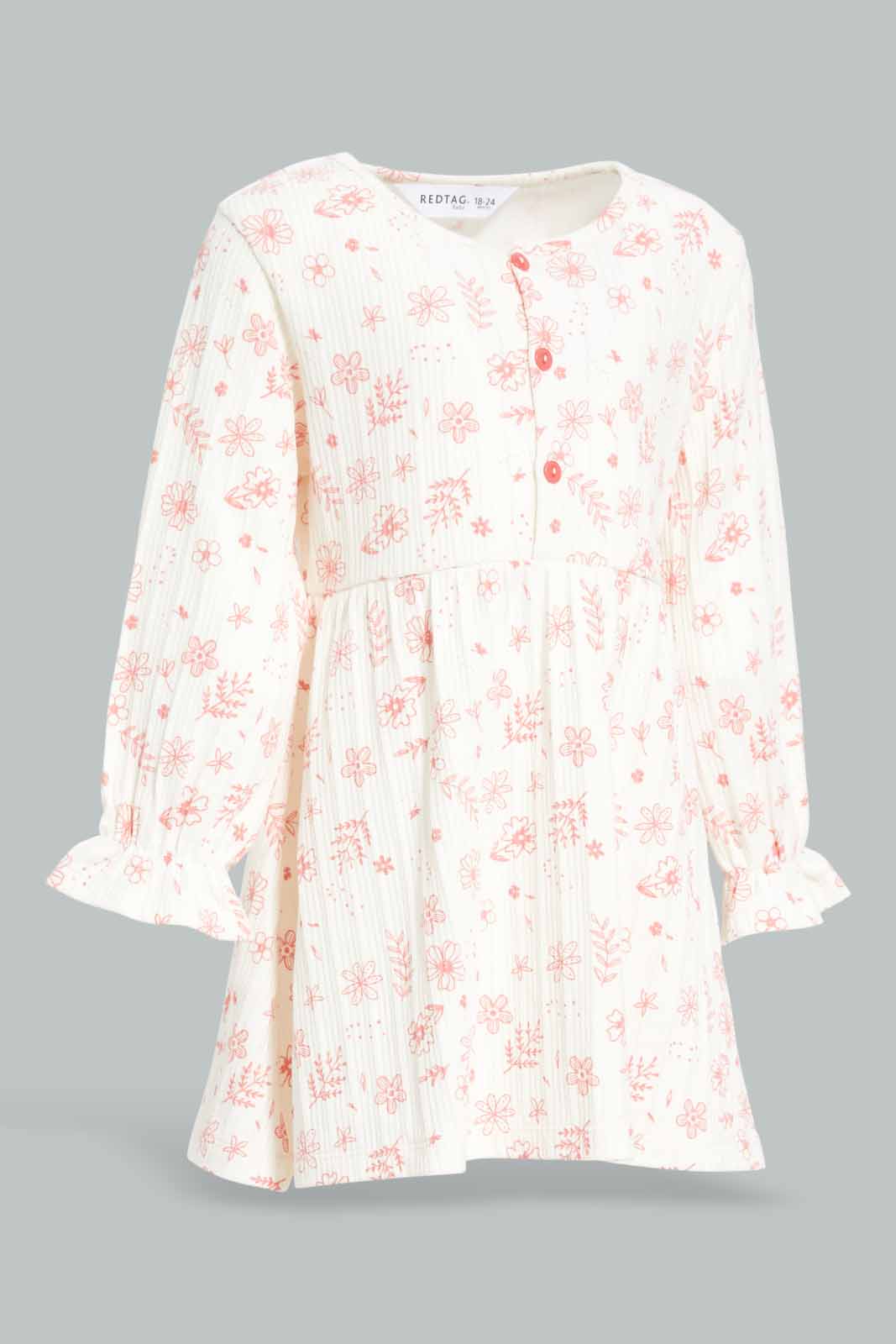 Redtag-Girls-White-Floral-All-Over-Print-Pointel-Dress-Category:Dresses,-Colour:White,-Deals:New-In,-Dept:Girls,-Filter:Infant-Girls-(3-to-24-Mths),-ING-Dresses,-New-In-ING-APL,-Non-Sale,-S23A,-Section:Girls-(0-to-14Yrs)-Infant-Girls-