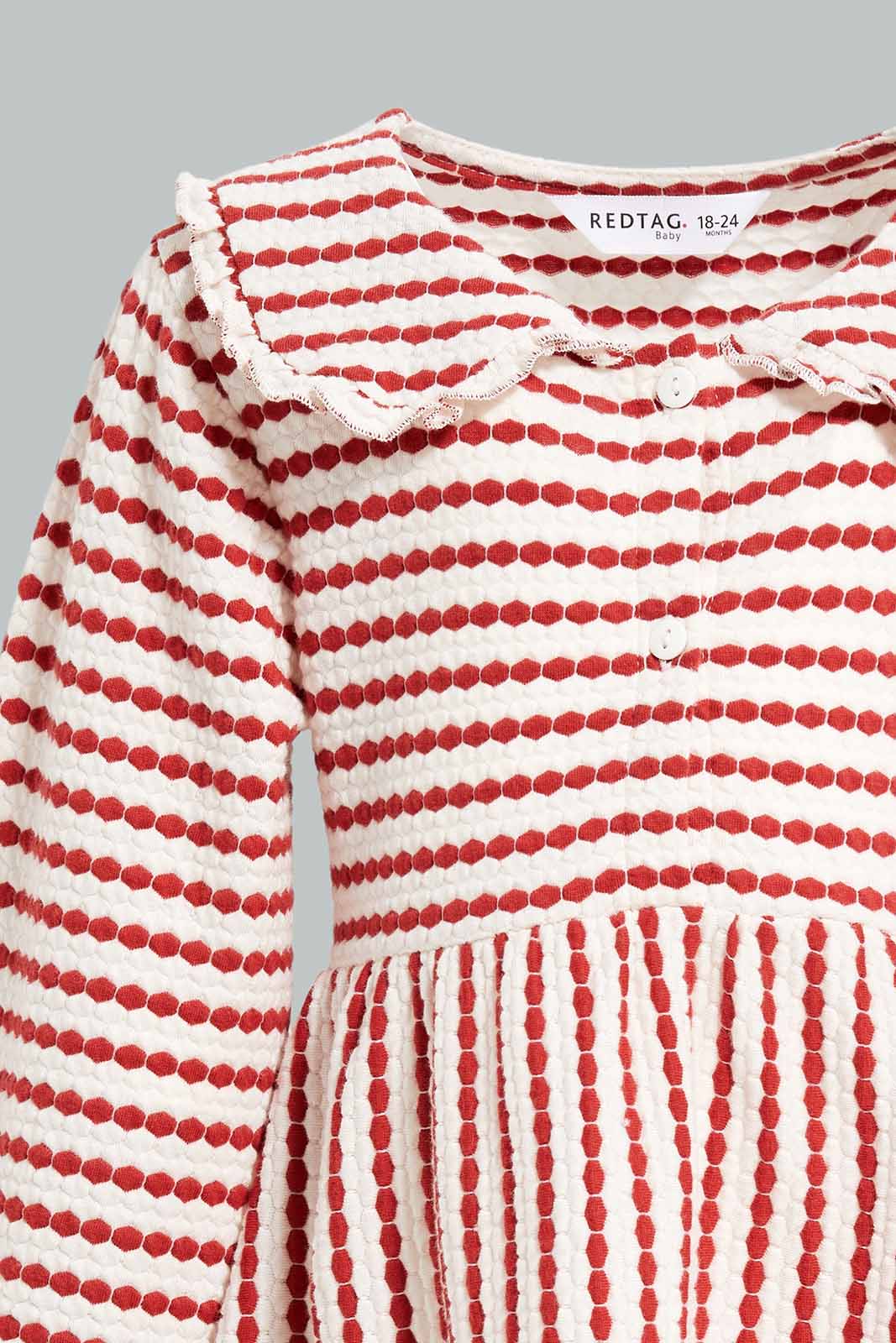 Redtag-Girls-Beige-Knit-Jacquard-Peterpan-Collar-Dress-Category:Dresses,-Colour:Beige,-Deals:New-In,-Dept:Girls,-Filter:Infant-Girls-(3-to-24-Mths),-ING-Dresses,-New-In-ING-APL,-Non-Sale,-S23A,-Section:Girls-(0-to-14Yrs)-Infant-Girls-