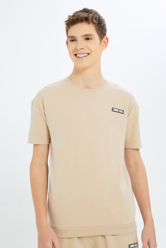 Redtag-Boys-Beige-S/S-Lounge-Wear-Crewneck-Sweatshirt-BSR-Sweatshirts,-Category:Sweatshirts,-Colour:Beige,-Deals:New-In,-Dept:Boys,-Filter:Senior-Boys-(8-to-14-Yrs),-New-In-BSR-APL,-Non-Sale,-S23B,-Section:Boys-(0-to-14Yrs)-Senior-Boys-9 to 14 Years