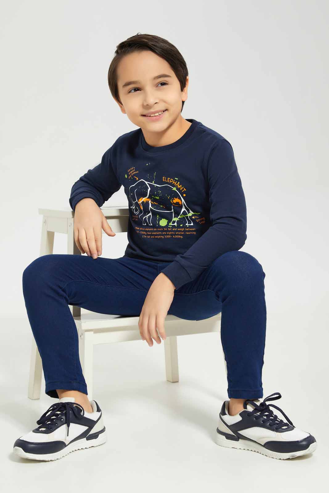 Redtag-Boys-Navy-Elephant-Print-Crew-Neck-Sweatshirt-BOY-Sweatshirts,-Category:Sweatshirts,-Colour:Navy,-Deals:New-In,-Dept:Boys,-Filter:Boys-(2-to-8-Yrs),-New-In-BOY-APL,-Non-Sale,-S23A,-Section:Boys-(0-to-14Yrs),-TBL-Boys-2 to 8 Years