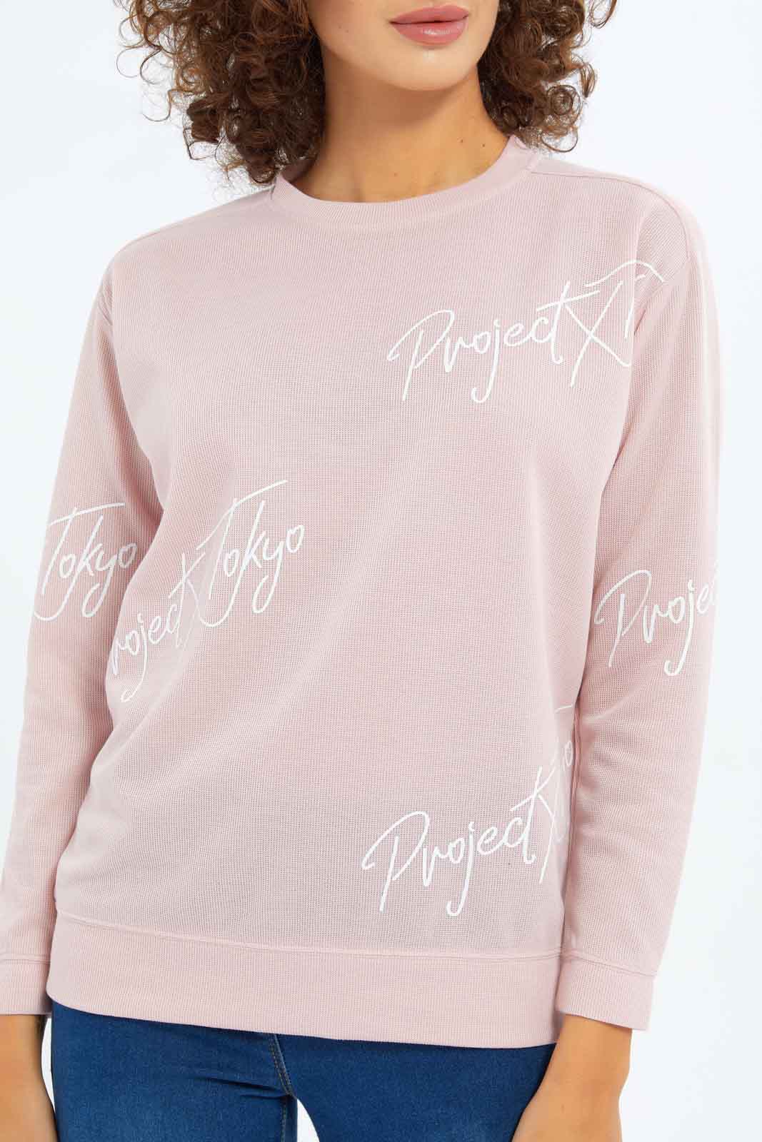 Redtag-Women-Pink-Alover-Printed-Long-Sleeve-T-Shirt-Category:T-Shirts,-Colour:Apricot,-Deals:New-In,-Dept:Ladieswear,-Filter:Women's-Clothing,-New-In-Women-APL,-Non-Sale,-S23A,-Section:Women,-Women-T-Shirts-Women's-