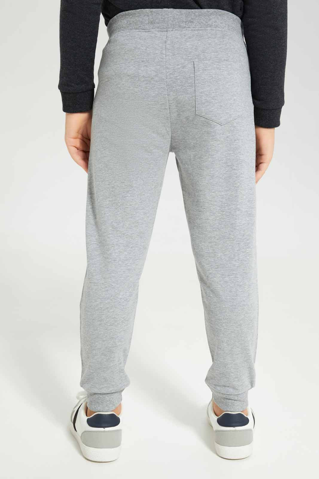 Redtag-Boys-Grey-Marl-Jogpant-With-Print-BOY-Joggers,-Category:Joggers,-Colour:Grey,-Deals:New-In,-Dept:Boys,-Filter:Boys-(2-to-8-Yrs),-New-In-BOY-APL,-Non-Sale,-S23A,-Section:Boys-(0-to-14Yrs),-TBL-Boys-2 to 8 Years