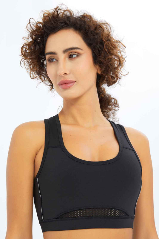 Redtag-Women-Black-Sports-Bra-With-Reflection-Detaling-Category:T-Shirts,-Colour:Black,-Deals:New-In,-Dept:Ladieswear,-Filter:Women's-Clothing,-New-In-Women-APL,-Non-Sale,-S23A,-Section:Women,-Women-T-Shirts-Women's-