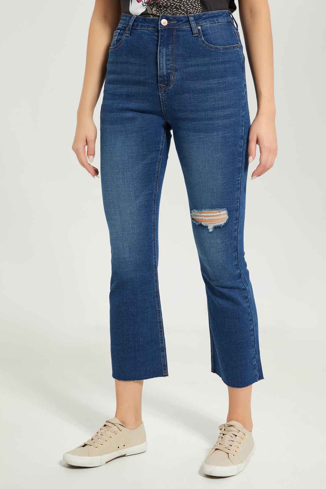 Redtag-Women-Dark-Wash-Flared-Jeans-Category:Jeans,-Colour:Dark-Wash,-Deals:New-In,-Dept:Ladieswear,-Filter:Women's-Clothing,-FIT-WALL-(FTW),-New-In-Women-APL,-Non-Sale,-S23A,-Section:Women,-Women-Jeans-Women's-