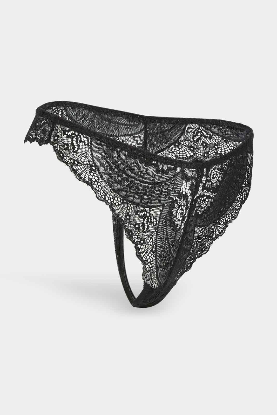 Redtag-Women-Core-Lace-Thong-Black-Category:Briefs,-Colour:Black,-Deals:New-In,-Dept:Ladieswear,-Filter:Women's-Clothing,-New-In-Women-APL,-Non-Sale,-S23A,-Section:Women,-Women-Briefs--