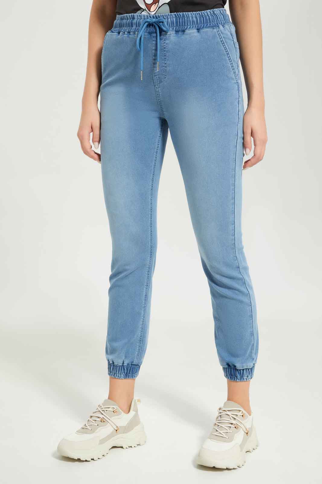 Redtag-Women-Light-Wash-Knit-Jogger-Category:Jeggings,-Colour:Light-Wash,-Deals:New-In,-Dept:Ladieswear,-Filter:Women's-Clothing,-FIT-WALL-(FTW),-New-In-Women-APL,-Non-Sale,-S23A,-Section:Women,-Women-Jeggings-Women's-