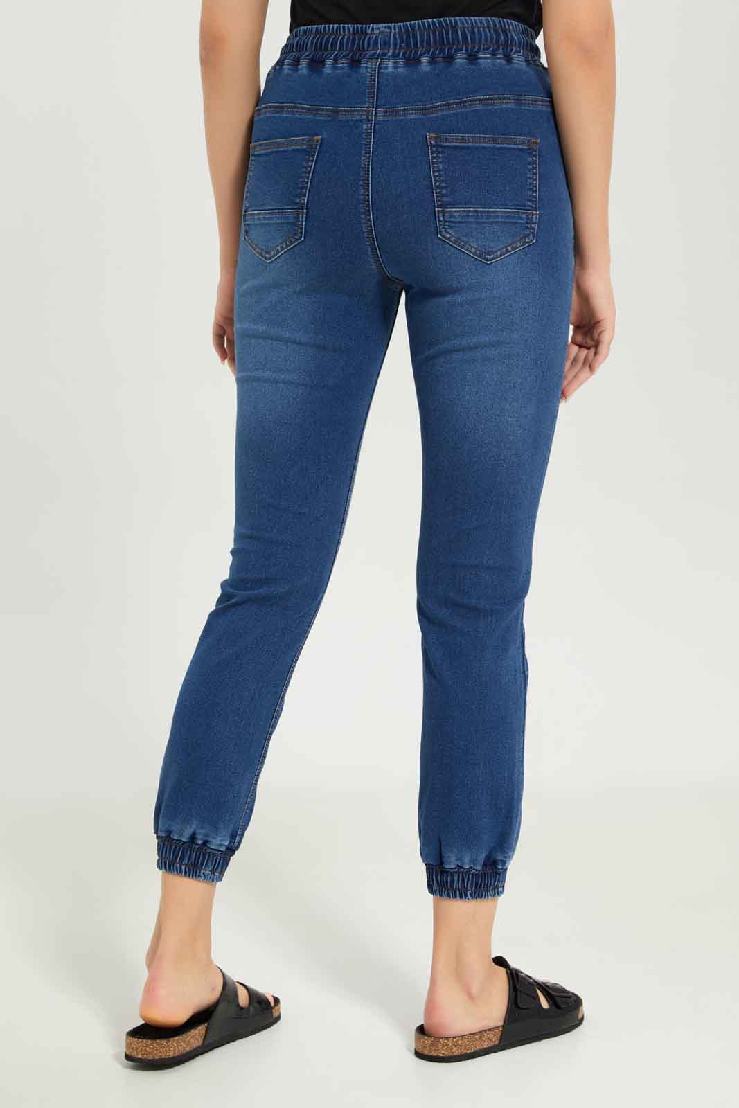 Redtag-Women-Dark-Wash-Knit-Jogger-Category:Jeggings,-Colour:Dark-Wash,-Deals:New-In,-Dept:Ladieswear,-Filter:Women's-Clothing,-FIT-WALL-(FTW),-New-In-Women-APL,-Non-Sale,-S23A,-Section:Women,-Women-Jeggings-Women's-