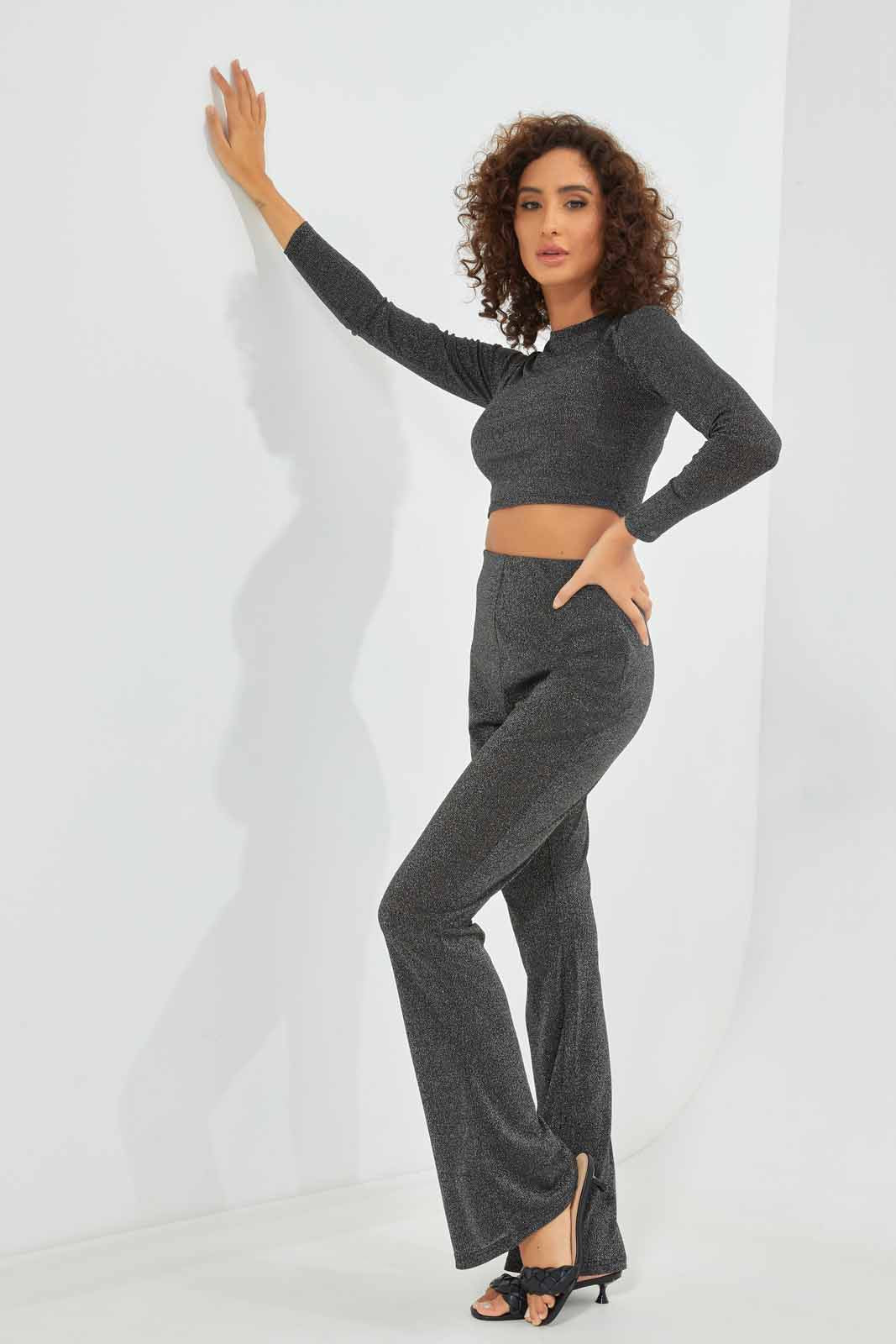 Redtag-Women-Lurex-Flare-Trouser-Category:Trousers,-Colour:Black,-Deals:New-In,-Dept:Ladieswear,-FF,-Filter:Women's-Clothing,-New-In-Women-APL,-Non-Sale,-S23A,-Section:Women,-Women-Trousers-Women's-