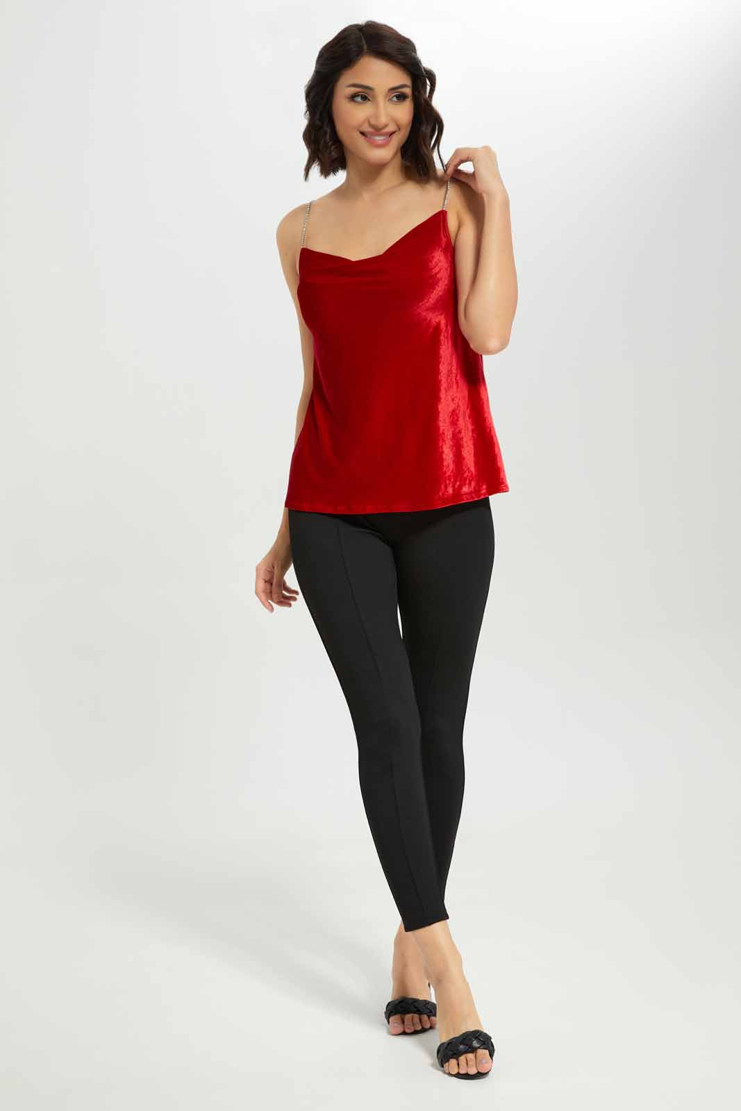 Redtag-Women-Diamante-Strap-Velour-Cami-Category:Tops,-Colour:Red,-Deals:New-In,-Dept:Ladieswear,-FF,-Filter:Women's-Clothing,-New-In-Women-APL,-Non-Sale,-S23A,-Section:Women,-Women-Tops-Women's-