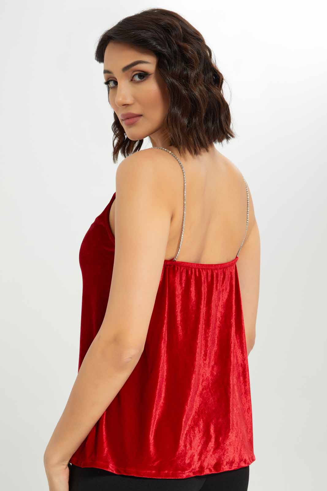 Redtag-Women-Diamante-Strap-Velour-Cami-Category:Tops,-Colour:Red,-Deals:New-In,-Dept:Ladieswear,-FF,-Filter:Women's-Clothing,-New-In-Women-APL,-Non-Sale,-S23A,-Section:Women,-Women-Tops-Women's-