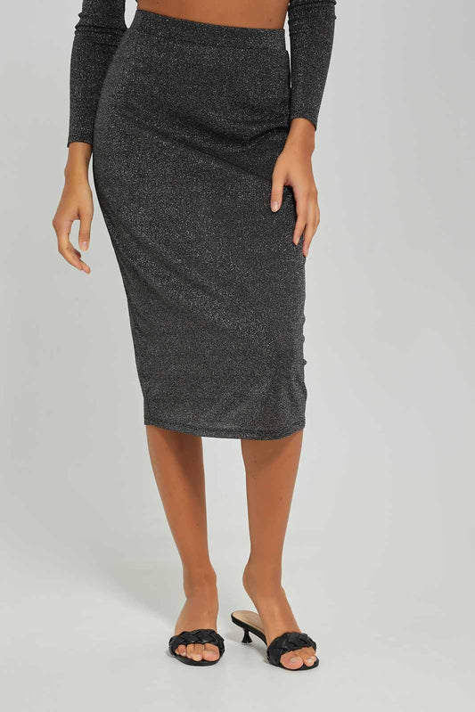 Redtag-Women-Lurex-Pencil-Skirt-Category:Skirts,-Colour:Black,-Deals:New-In,-Dept:Ladieswear,-FF,-Filter:Women's-Clothing,-New-In-Women-APL,-Non-Sale,-S23A,-Section:Women,-Women-Skirts-Women's-