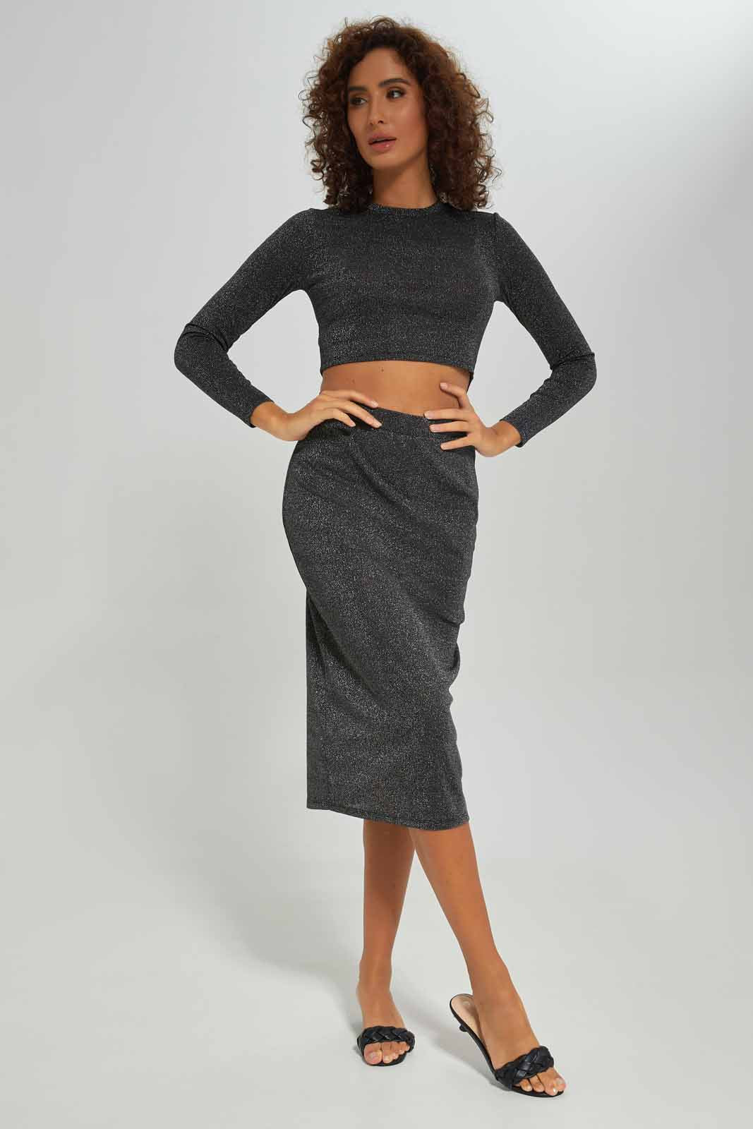 Redtag-Women-Lurex-Pencil-Skirt-Category:Skirts,-Colour:Black,-Deals:New-In,-Dept:Ladieswear,-FF,-Filter:Women's-Clothing,-New-In-Women-APL,-Non-Sale,-S23A,-Section:Women,-Women-Skirts-Women's-