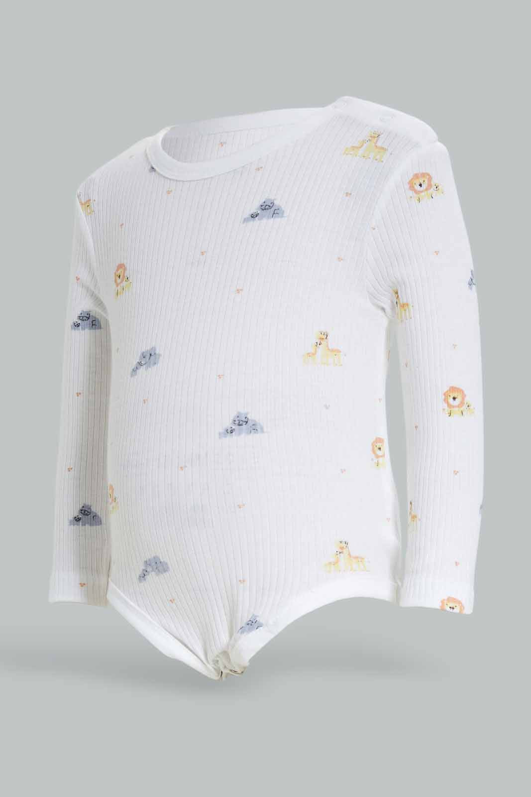 Redtag-White-1-Piece-Bodysuit-+-1-Pyjama-Pants---Set-Category:Sleepsuits,-Colour:Apricot,-Deals:New-In,-Dept:New-Born,-Filter:Baby-(0-to-12-Mths),-NBF-Sleepsuits,-New-In-NBF-APL,-Non-Sale,-S23A,-Section:Boys-(0-to-14Yrs)-Baby-