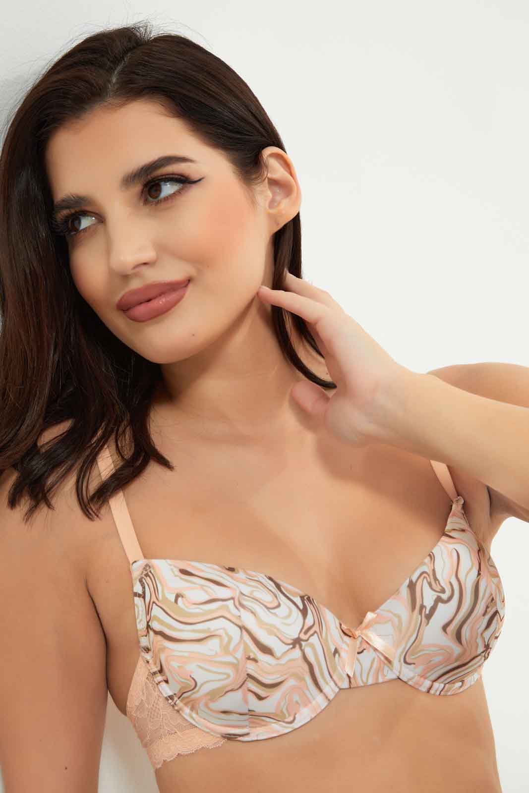 Women Beige T-Shirt Bra Set (2 Piece)