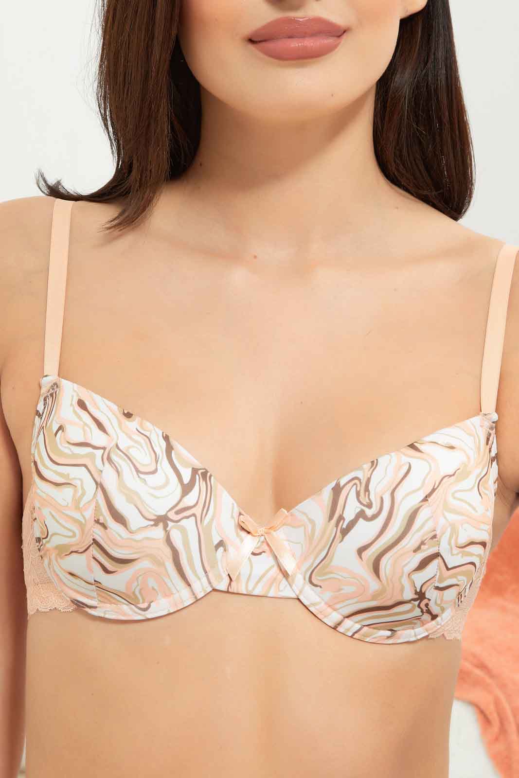 Women Beige T-Shirt Bra Set (2 Piece)