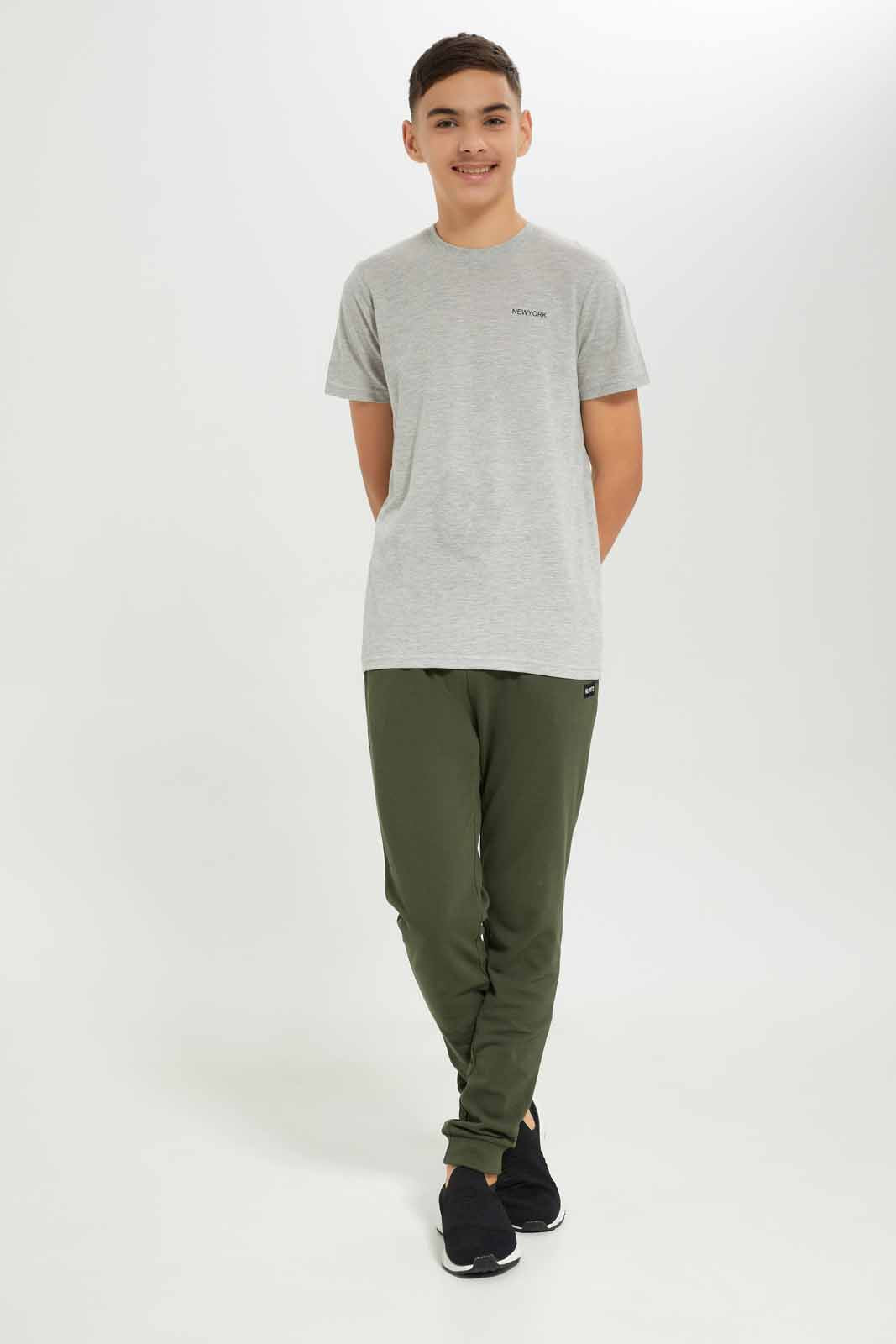 Redtag-Boys-Black/Grey-Mel-2-Pc-Pack-Short-Sleeve-Tshirt-BSR-T-Shirts,-Category:T-Shirts,-Colour:Assorted,-Deals:New-In,-Dept:Boys,-Filter:Senior-Boys-(8-to-14-Yrs),-New-In-BSR-APL,-Non-Sale,-S23A,-Section:Boys-(0-to-14Yrs)-Senior-Boys-9 to 14 Years