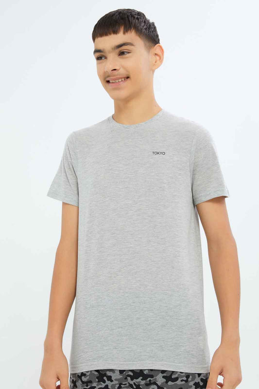 Redtag-Boys-White/Grey-Mel-2-Pc-Pack-Short-Sleeve-Tshirt-BSR-T-Shirts,-Category:T-Shirts,-Colour:Assorted,-Deals:New-In,-Dept:Boys,-Filter:Senior-Boys-(8-to-14-Yrs),-New-In-BSR-APL,-Non-Sale,-S23A,-Section:Boys-(0-to-14Yrs)-Senior-Boys-9 to 14 Years