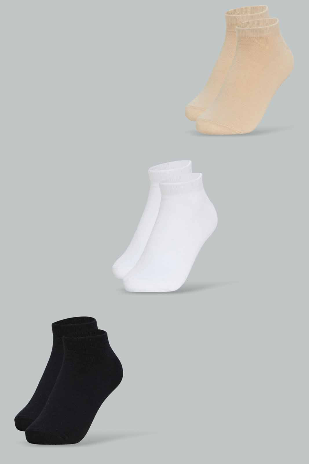 Redtag-Women-Black,Beige,-White-Ladies-Ankle-Socks-1*3-365,-Category:Socks,-Colour:Assorted,-Deals:New-In,-Dept:Ladieswear,-Filter:Women's-Clothing,-New-In-Women-APL,-Non-Sale,-Section:Women,-Women-Socks--