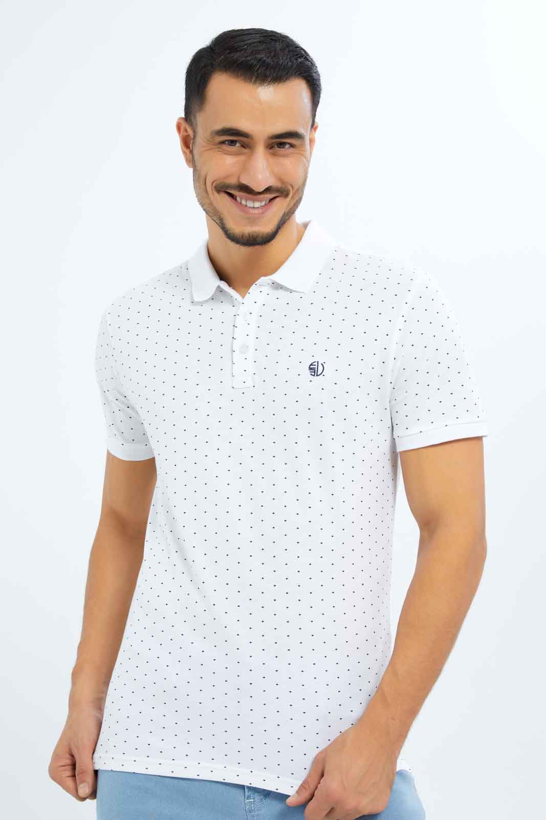 Redtag-Men-White-Aop-Polo-Shirt-With-Chest-Logo-Category:Polo-T-Shirts,-Colour:White,-Deals:New-In,-Dept:Menswear,-Filter:Men's-Clothing,-Men-Polo-T-Shirts,-New-In-Men-APL,-Non-Sale,-S23B,-Section:Men-Men's-