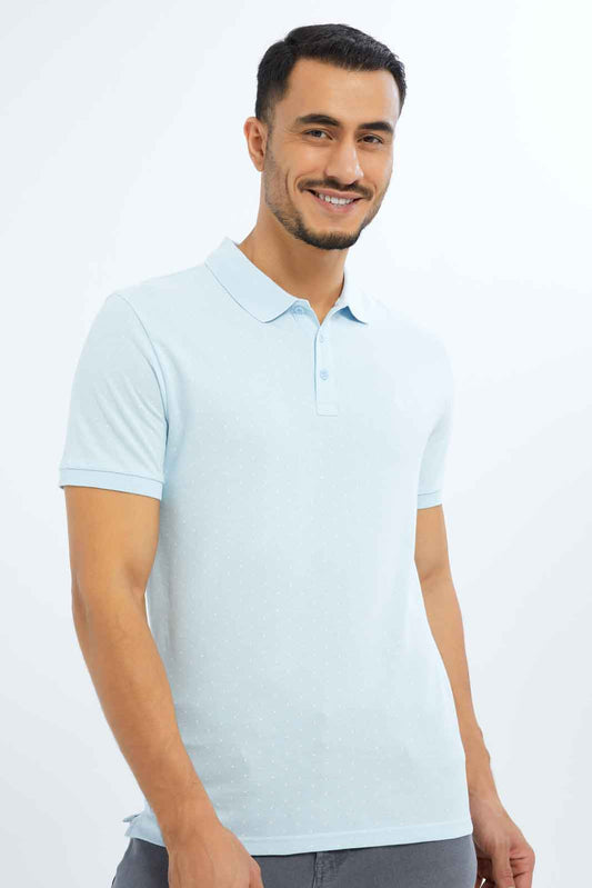 Redtag-Men-Sky-Blue-Aop-Polo-Shirt-With-Chest-Logo-Category:Polo-T-Shirts,-Colour:Sky-Blue,-Deals:New-In,-Dept:Menswear,-Filter:Men's-Clothing,-Men-Polo-T-Shirts,-New-In-Men-APL,-Non-Sale,-S23B,-Section:Men-Men's-