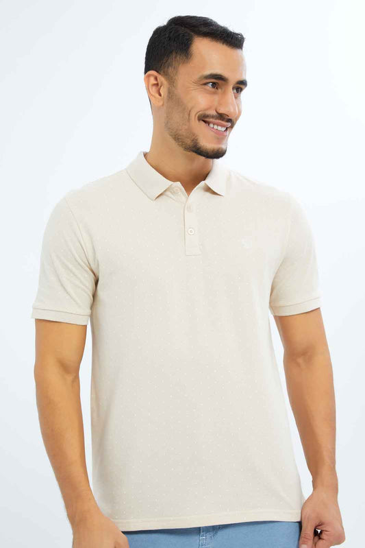 Redtag-Men-Beige-Aop-Polo-Shirt-With-Chest-Logo-Category:Polo-T-Shirts,-Colour:Beige,-Deals:New-In,-Dept:Menswear,-Filter:Men's-Clothing,-Men-Polo-T-Shirts,-New-In-Men-APL,-Non-Sale,-S23B,-Section:Men-Men's-