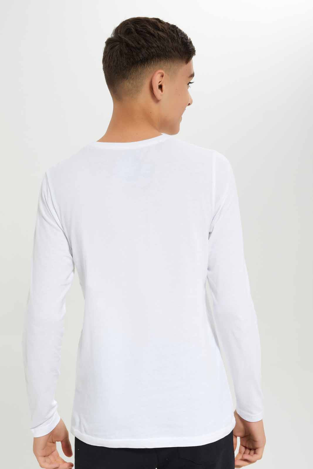 Redtag-Boys-White-Do-Not-Disturb-Long-Sleeve-Graphic-Tee-BSR-T-Shirts,-Category:T-Shirts,-Colour:White,-Deals:New-In,-Dept:Boys,-Filter:Senior-Boys-(8-to-14-Yrs),-New-In-BSR-APL,-Non-Sale,-S23A,-Section:Boys-(0-to-14Yrs),-TBL-Senior-Boys-9 to 14 Years
