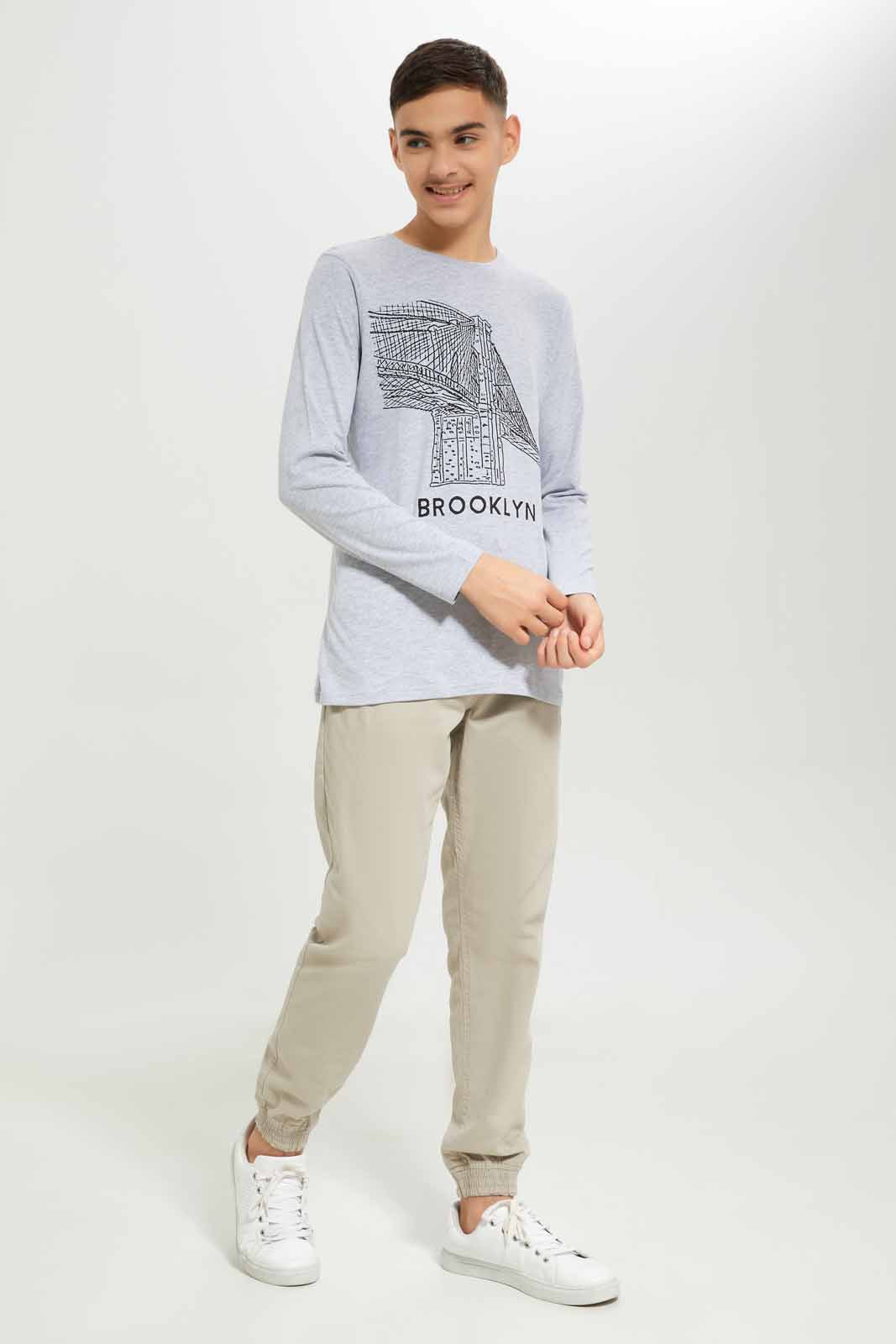 Redtag-Boys-Grey-Mel-Brookyln-Bridge-Long-Sleeve-Graphic-Tee-BSR-T-Shirts,-Category:T-Shirts,-Colour:Grey,-Deals:New-In,-Dept:Boys,-Filter:Senior-Boys-(8-to-14-Yrs),-New-In-BSR-APL,-Non-Sale,-S23A,-Section:Boys-(0-to-14Yrs),-TBL-Senior-Boys-9 to 14 Years