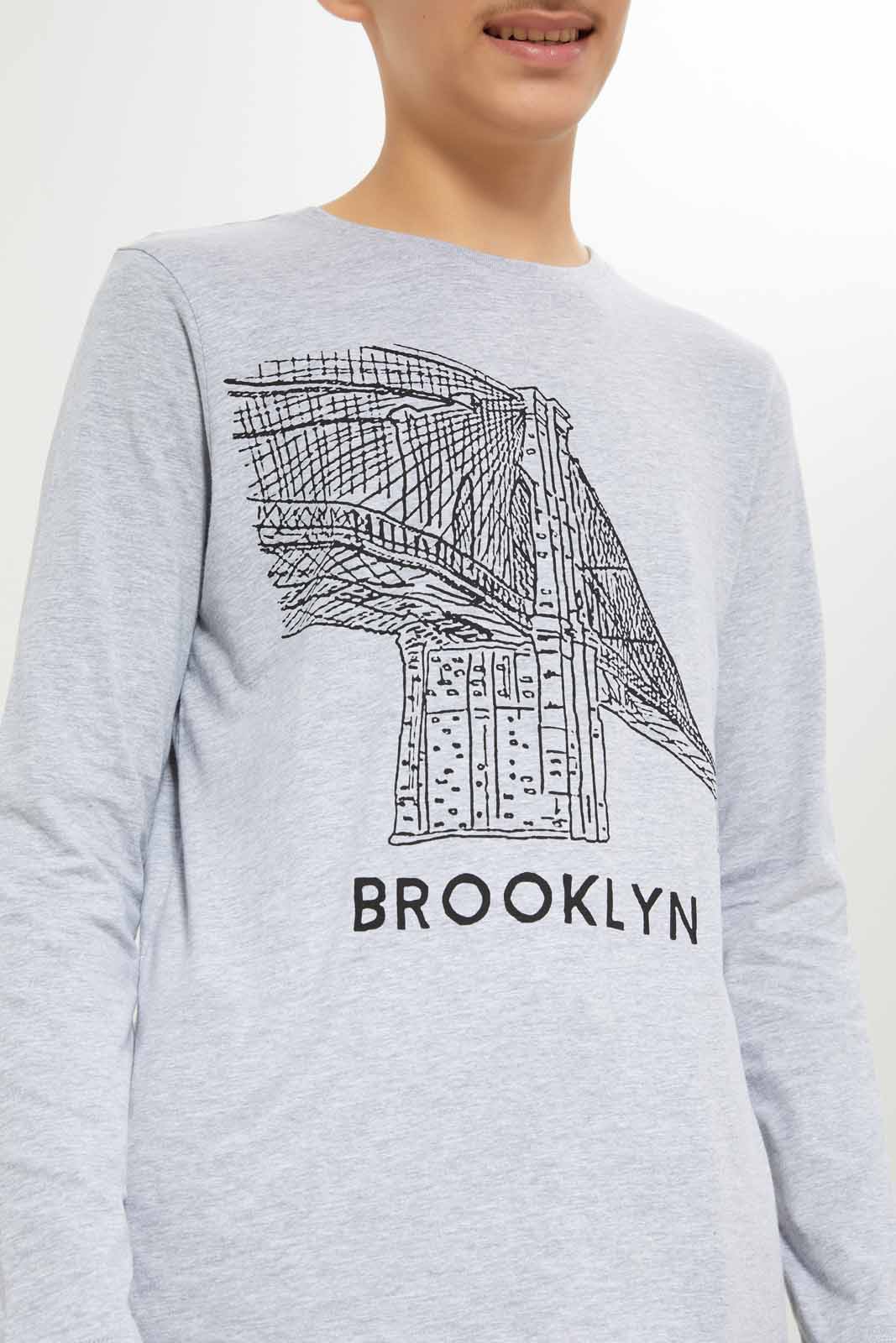 Redtag-Boys-Grey-Mel-Brookyln-Bridge-Long-Sleeve-Graphic-Tee-BSR-T-Shirts,-Category:T-Shirts,-Colour:Grey,-Deals:New-In,-Dept:Boys,-Filter:Senior-Boys-(8-to-14-Yrs),-New-In-BSR-APL,-Non-Sale,-S23A,-Section:Boys-(0-to-14Yrs),-TBL-Senior-Boys-9 to 14 Years