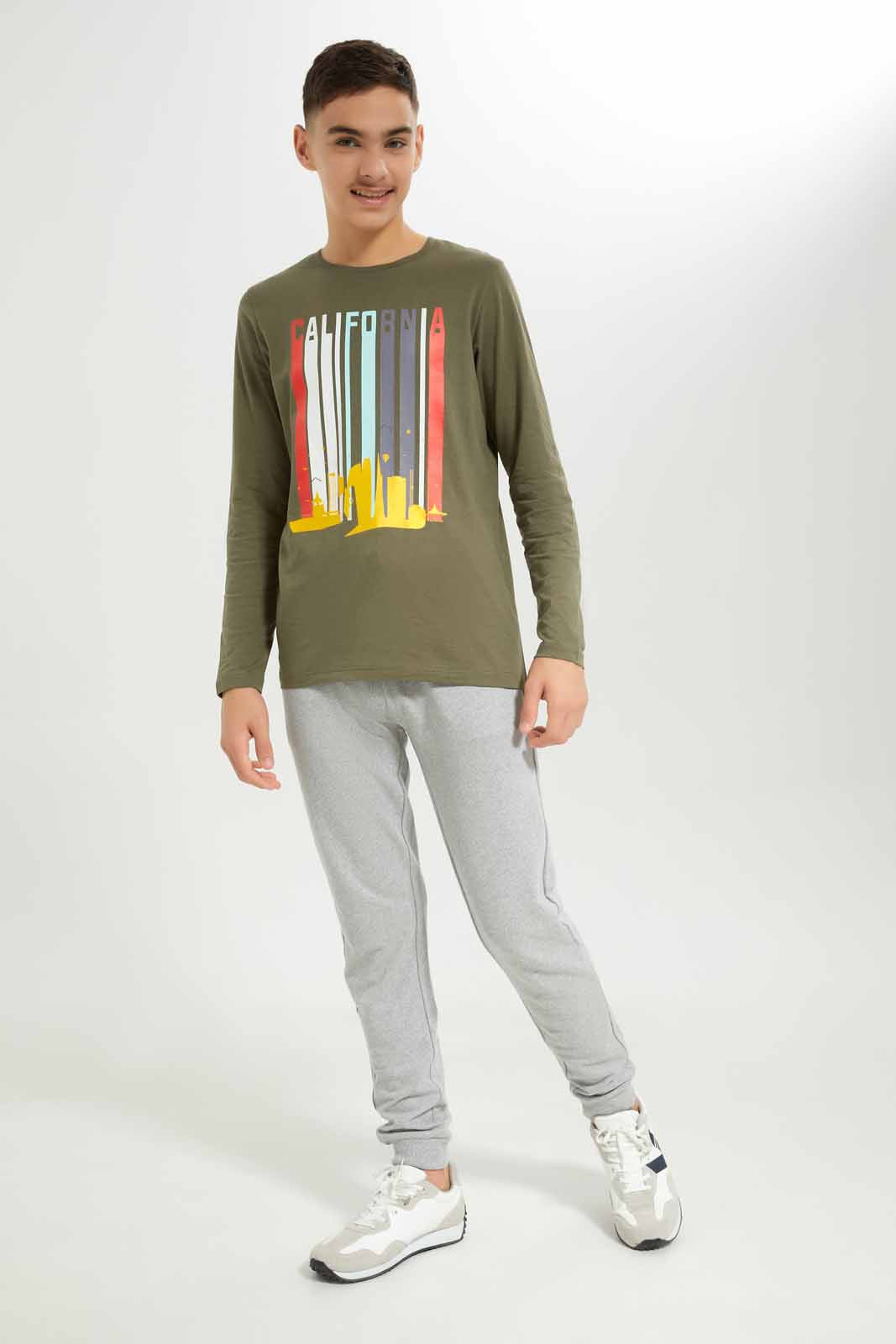 Redtag-Boys-Olive-California-Long-Sleeve-Graphic-Tee-BSR-T-Shirts,-Category:T-Shirts,-Colour:Olive,-Deals:New-In,-Dept:Boys,-Filter:Senior-Boys-(8-to-14-Yrs),-New-In-BSR-APL,-Non-Sale,-S23A,-Section:Boys-(0-to-14Yrs),-TBL-Senior-Boys-9 to 14 Years
