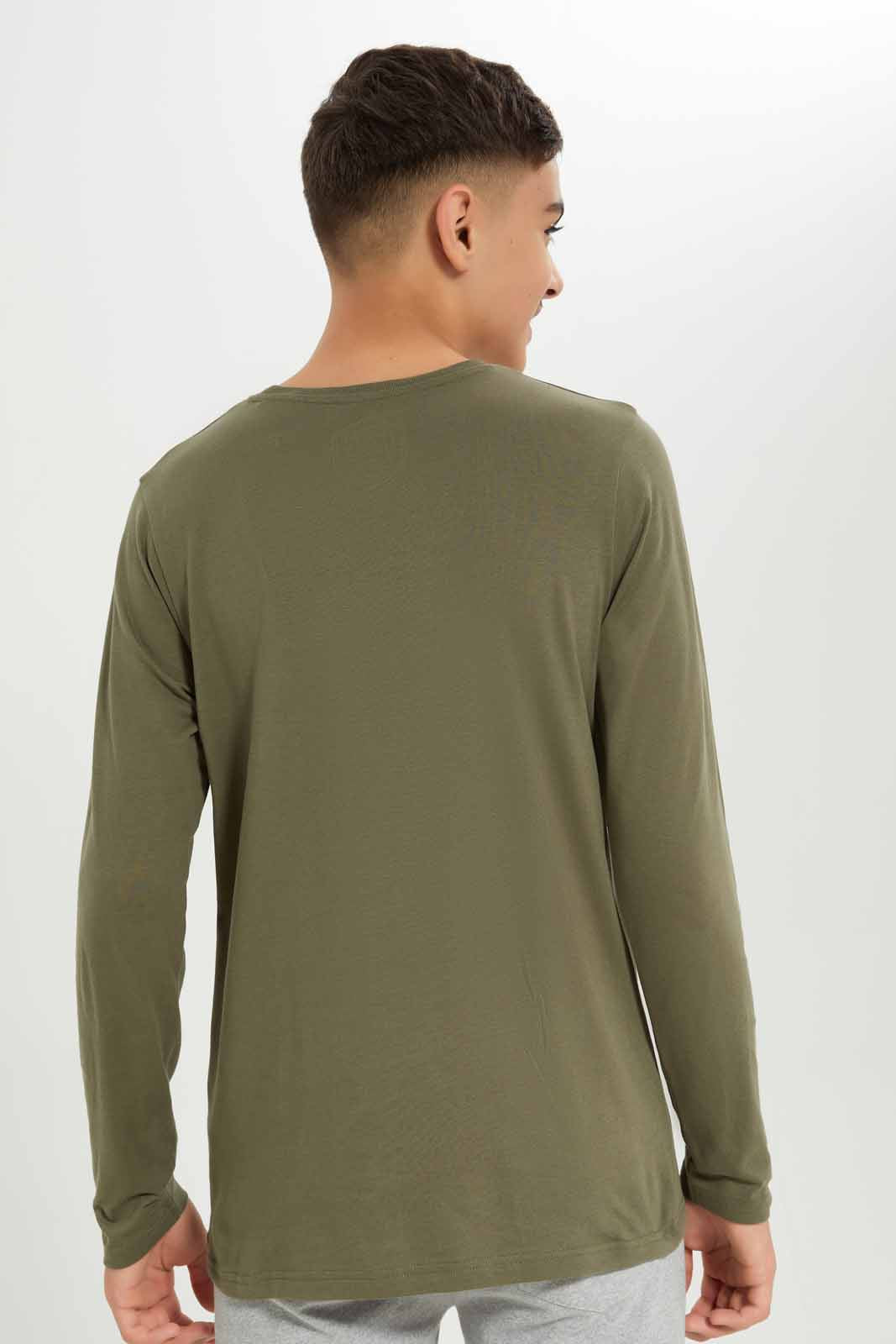 Redtag-Boys-Olive-California-Long-Sleeve-Graphic-Tee-BSR-T-Shirts,-Category:T-Shirts,-Colour:Olive,-Deals:New-In,-Dept:Boys,-Filter:Senior-Boys-(8-to-14-Yrs),-New-In-BSR-APL,-Non-Sale,-S23A,-Section:Boys-(0-to-14Yrs),-TBL-Senior-Boys-9 to 14 Years