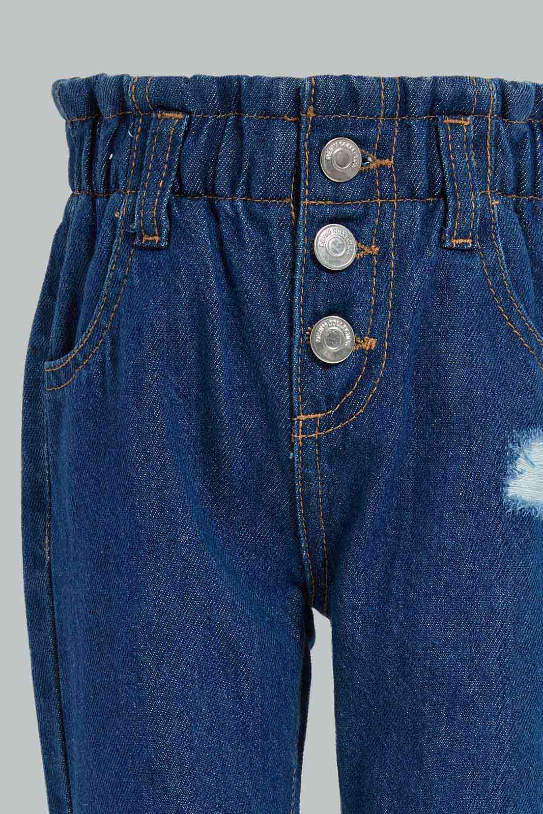 Redtag-Girls-Dark-Wash-Front-Buttoned-Baggy-Fit-Jeans-Category:Jeans,-Colour:Dark-Wash,-Deals:New-In,-Filter:Infant-Girls-(3-to-24-Mths),-ING-Jeans,-New-In-ING-APL,-Non-Sale,-Section:Girls-(0-to-14Yrs),-W22B-Infant-Girls-3 to 24 Months