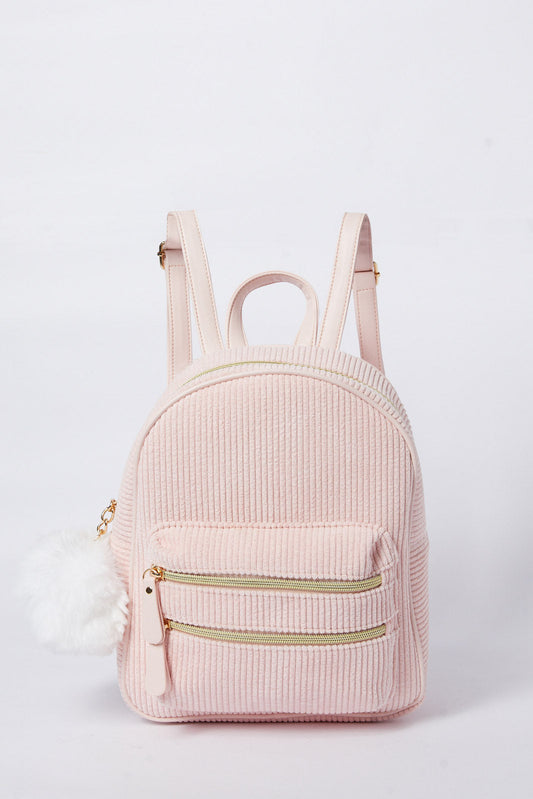 Girls Pink Corduroy Backpack