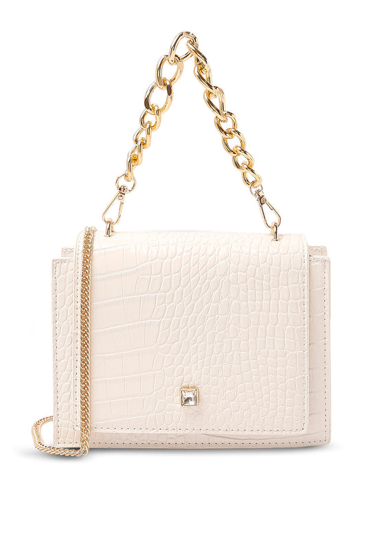 Redtag-White-With-Gold-Embellished-Buckle-Clutch-Bag-Category:Bags,-Colour:White,-Dept:Ladieswear,-Filter:Women's-Accessories,-New-In,-New-In-Women-ACC,-Non-Sale,-S23A,-Section:Women,-Women-Bags-Women-
