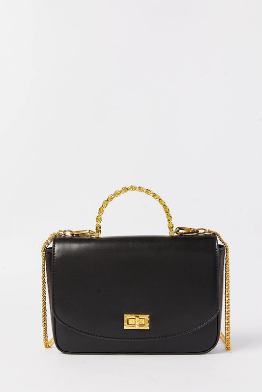 Redtag-Black-With-Gold-Embellished-Buckle-Clutch-Bag-Category:Bags,-Colour:Black,-Dept:Ladieswear,-Filter:Women's-Accessories,-New-In,-New-In-Women-ACC,-Non-Sale,-S23A,-Section:Women,-Women-Bags-Women-