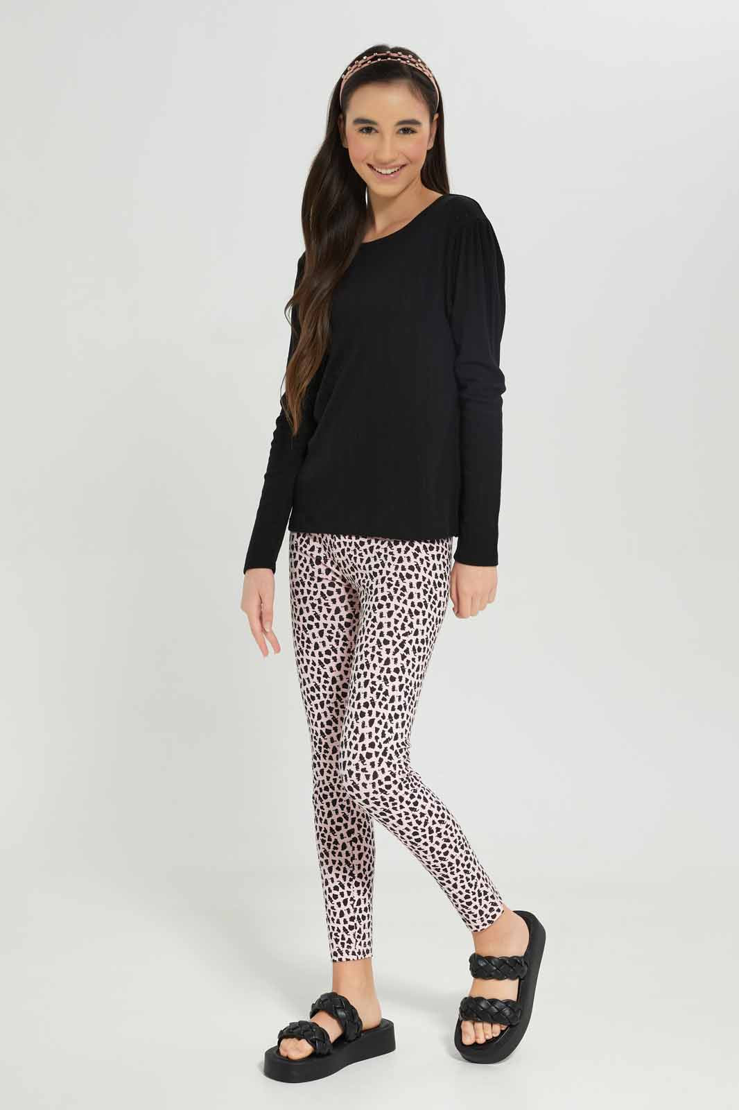 Redtag-Girls-Black-Pointelle-Top-Category:T-Shirts,-Colour:Black,-Deals:New-In,-Dept:Girls,-Filter:Senior-Girls-(8-to-14-Yrs),-GSR-T-Shirts,-New-In-GSR-APL,-Non-Sale,-S23A,-Section:Girls-(0-to-14Yrs),-TBL-Senior-Girls-9 to 14 Years