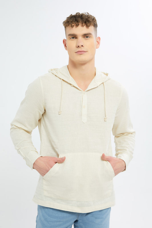 Redtag-Men-Beige-Linen-Hooded-Kurta-Shirt-Category:Shirts,-Colour:Beige,-Deals:New-In,-Dept:Menswear,-Filter:Men's-Clothing,-Men-Shirts,-New-In-Men-APL,-Non-Sale,-S23B,-Section:Men-Men's-