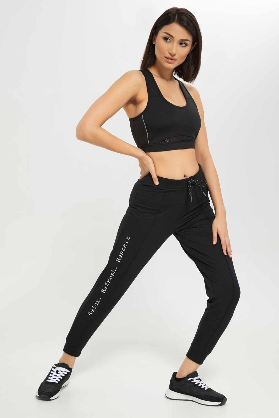 Redtag-Women-Black-Basic-Jogger-With-Side-Tape-Category:Joggers,-Colour:Black,-Deals:New-In,-Dept:Ladieswear,-Filter:Women's-Clothing,-New-In-Women-APL,-Non-Sale,-S23A,-Section:Women,-TBL,-Women-Joggers-Women's-