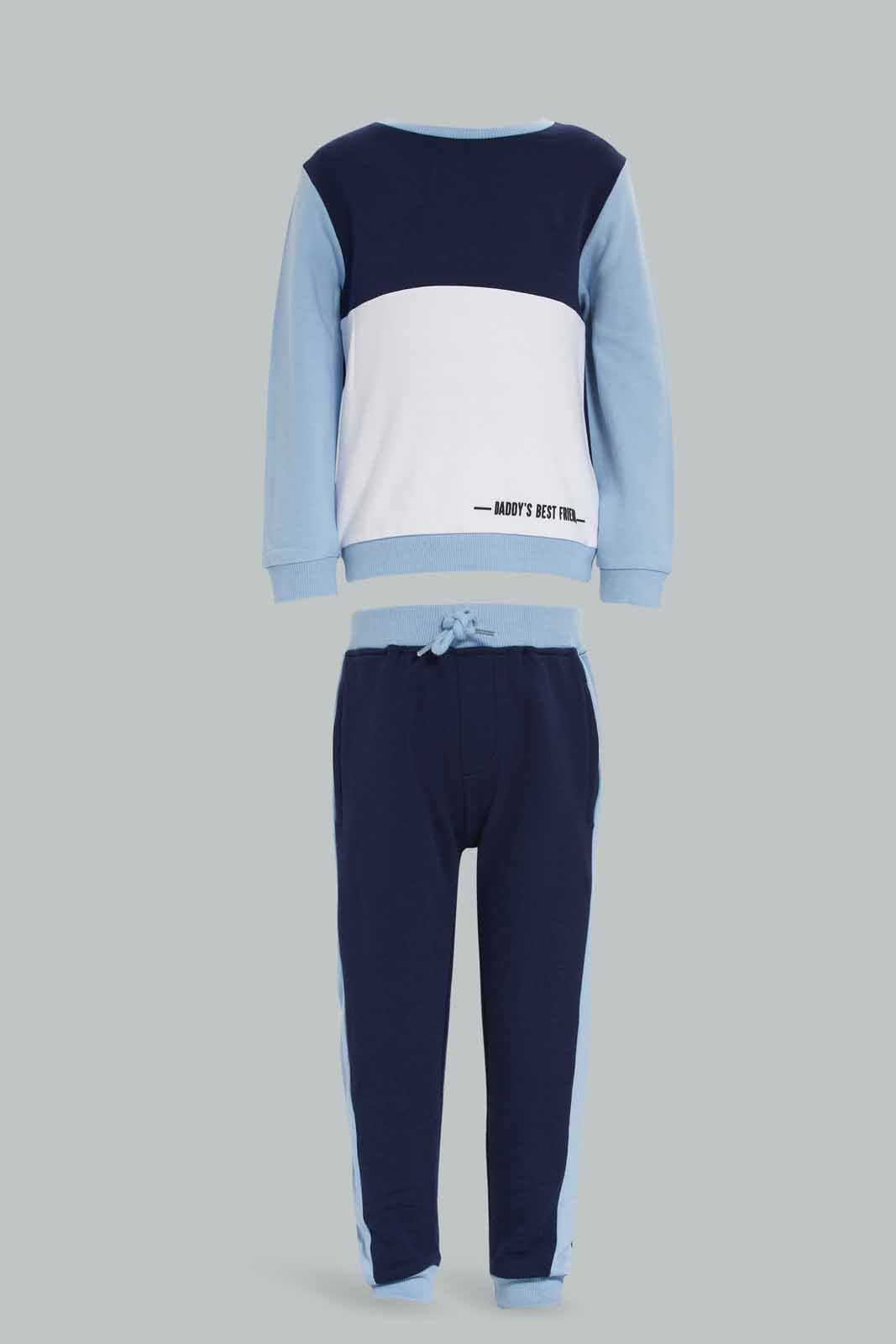 Redtag-Boys-Rust-And-Orange-Cut-And-Sew-Crew-Neck-Jogging-Suit-Category:Jog-Sets,-Colour:Orange,-Deals:New-In,-Dept:Boys,-Filter:Infant-Boys-(3-to-24-Mths),-INB-Jog-Sets,-New-In-INB-APL,-Non-Sale,-S23A,-Section:Boys-(0-to-14Yrs)-Infant-Boys-3 to 24 Months