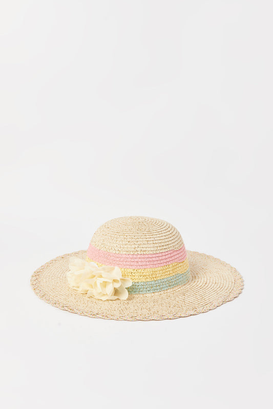 Redtag-Multi-Colour-Floral-Embellished-Colur-Hats-Category:Caps-&-Hats,-Colour:Assorted,-Deals:2-FOR-69,-Dept:Girls,-Filter:Girls-Accessories,-GIR-Caps-&-Hats,-New-In,-New-In-GIR-ACC,-Non-Sale,-S23A,-Section:Girls-(0-to-14Yrs)-Girls-