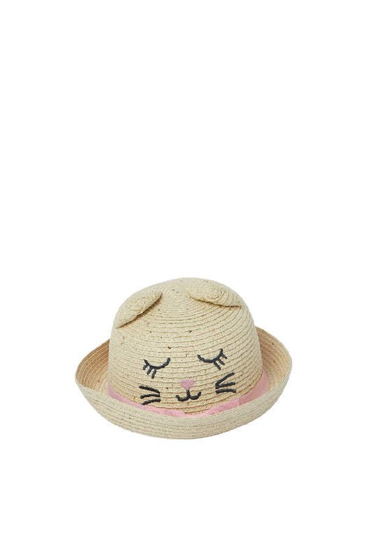 Redtag-Biege-Character-Embellished-Hat-Category:Caps-&-Hats,-Colour:Assorted,-Dept:Girls,-Filter:Girls-Accessories,-GIR-Caps-&-Hats,-New-In,-New-In-GIR-ACC,-Non-Sale,-S23A,-Section:Girls-(0-to-14Yrs)-Girls-