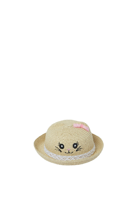 Redtag-Biege-Character-Embellished-Hat-Category:Caps-&-Hats,-Colour:Assorted,-Dept:Girls,-Filter:Girls-Accessories,-GIR-Caps-&-Hats,-New-In,-New-In-GIR-ACC,-Non-Sale,-S23A,-Section:Girls-(0-to-14Yrs)-Girls-