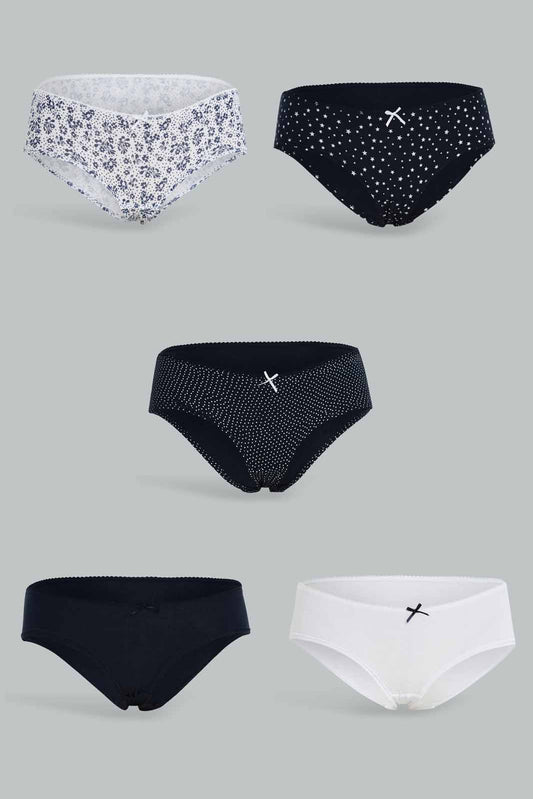 Redtag-Women-Assorted-Print/Plain-Boy-Leg-Briefs-(5-Pack)-365,-Category:Briefs,-Colour:Assorted,-Deals:New-In,-Dept:Ladieswear,-Filter:Women's-Clothing,-New-In-Women-APL,-Non-Sale,-Section:Women,-Women-Briefs--