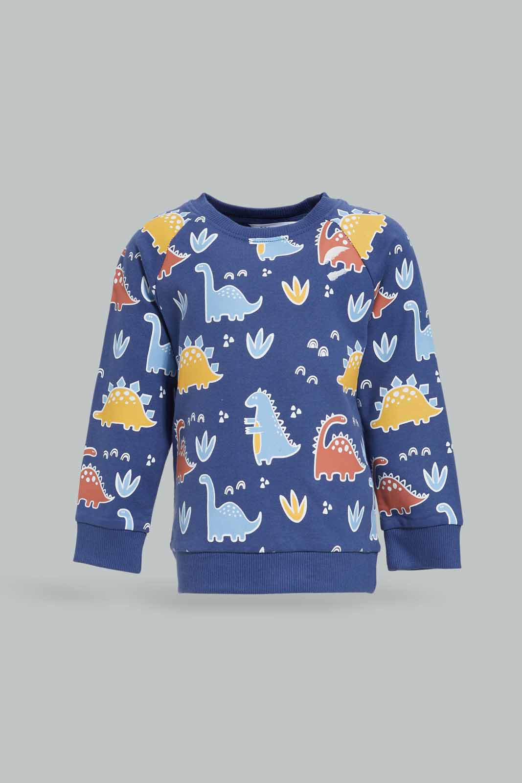 Redtag-Boys-Navy-Dino-Aop-With-Top-With-Blue-Bottom-Crew-Jogging-Suit-Category:Jog-Sets,-Colour:Navy,-Deals:New-In,-Dept:Boys,-Filter:Infant-Boys-(3-to-24-Mths),-INB-Jog-Sets,-New-In-INB-APL,-Non-Sale,-S23A,-Section:Boys-(0-to-14Yrs)-Infant-Boys-3 to 24 Months