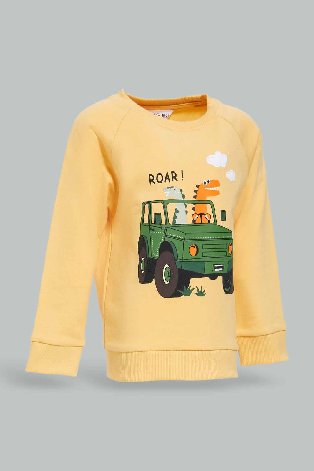 Redtag-Boys-Mustard-Car-Crew-Top-With-White-Bottom-Joggign-Suit-Category:Jog-Sets,-Colour:Mustard,-Deals:New-In,-Dept:Boys,-Filter:Infant-Boys-(3-to-24-Mths),-INB-Jog-Sets,-New-In-INB-APL,-Non-Sale,-S23A,-Section:Boys-(0-to-14Yrs)-Infant-Boys-3 to 24 Months