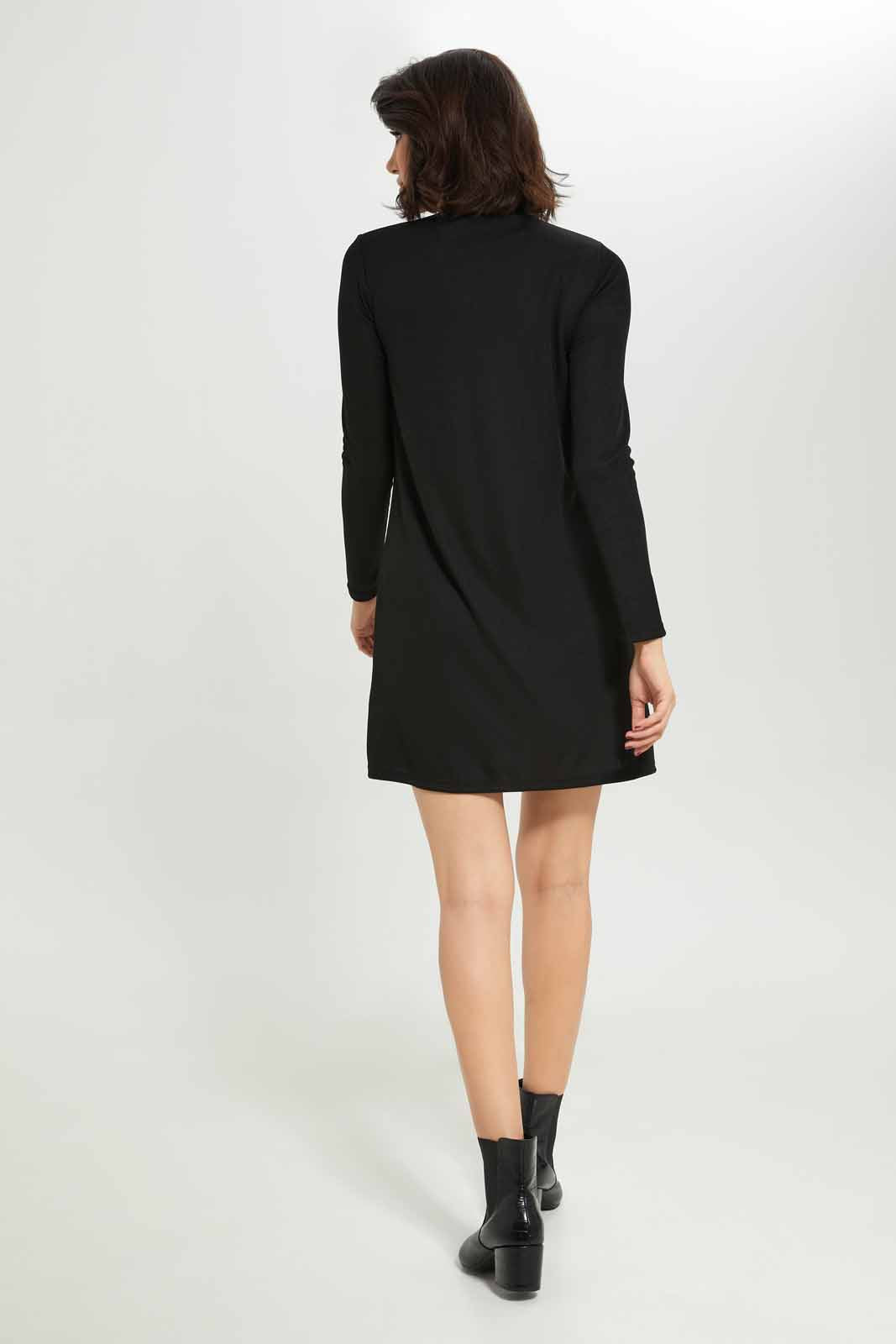 Redtag-Women-Black-Rib-Swing-Dress-Category:Dresses,-Colour:Black,-Deals:New-In,-Dept:Ladieswear,-Filter:Women's-Clothing,-New-In-Women-APL,-Non-Sale,-S23A,-Section:Women,-Women-Dresses-Women's-