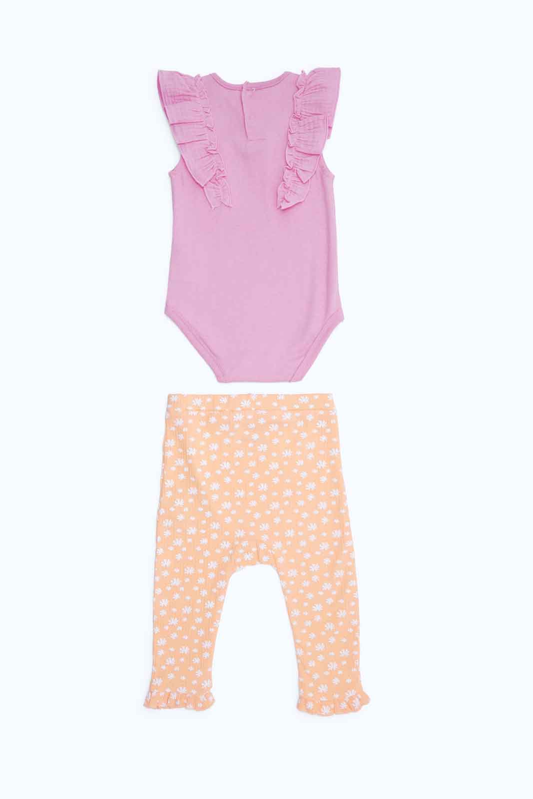 Redtag-Girls-Pink-2-Pc-Sun-Bodysuit-And-Legging-Set-Category:Gift-Sets,-Colour:Assorted,-Deals:New-In,-Dept:New-Born,-Filter:Baby-(0-to-12-Mths),-NBG-Gift-Sets,-New-In-NBG-APL,-Non-Sale,-S23B,-Section:Boys-(0-to-14Yrs)-Baby-0 to 12 Months