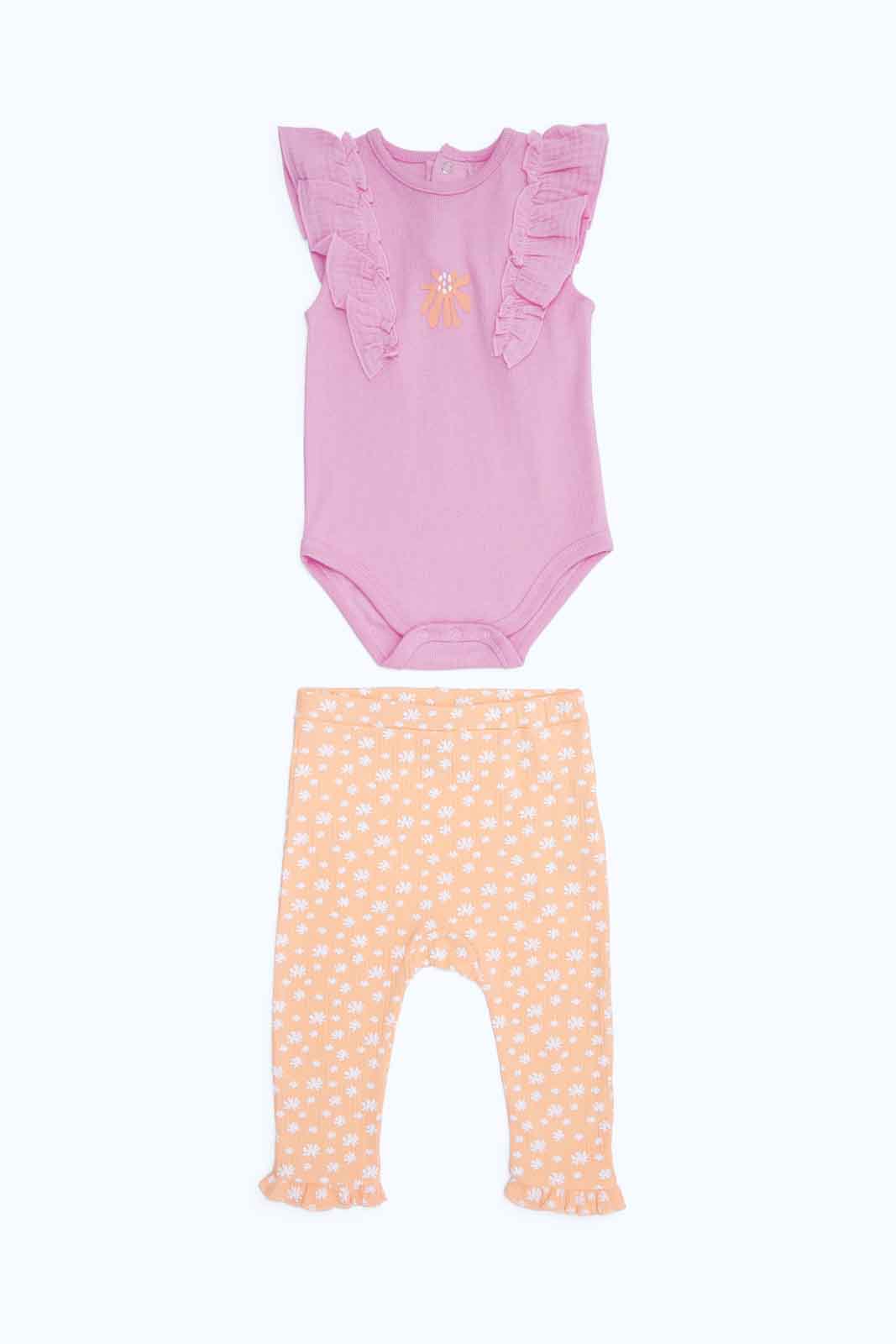 Redtag-Girls-Pink-2-Pc-Sun-Bodysuit-And-Legging-Set-Category:Gift-Sets,-Colour:Assorted,-Deals:New-In,-Dept:New-Born,-Filter:Baby-(0-to-12-Mths),-NBG-Gift-Sets,-New-In-NBG-APL,-Non-Sale,-S23B,-Section:Boys-(0-to-14Yrs)-Baby-0 to 12 Months