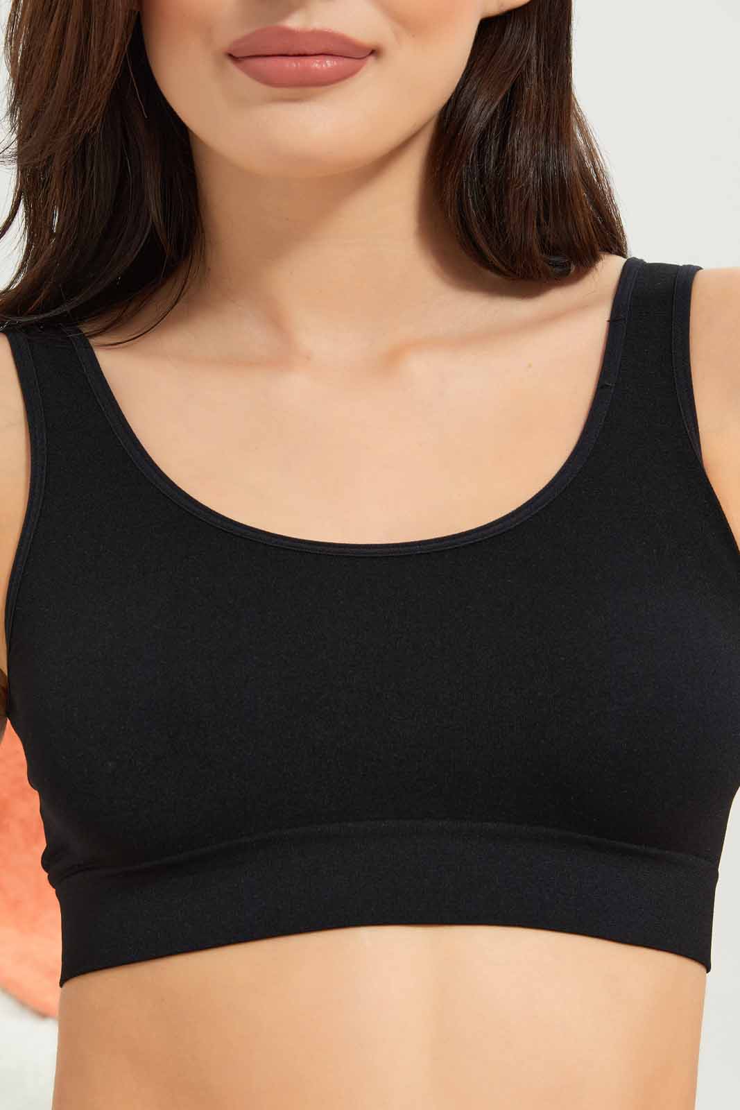 Redtag-Women-Assorted-Brown/-Black-Plain-2Pack-Non-Padded-Seamless-Crop-Top-Category:Bras,-Colour:Assorted,-Deals:New-In,-Dept:Ladieswear,-Filter:Women's-Clothing,-New-In-Women-APL,-Non-Sale,-S23A,-Section:Women,-Women-Bras--