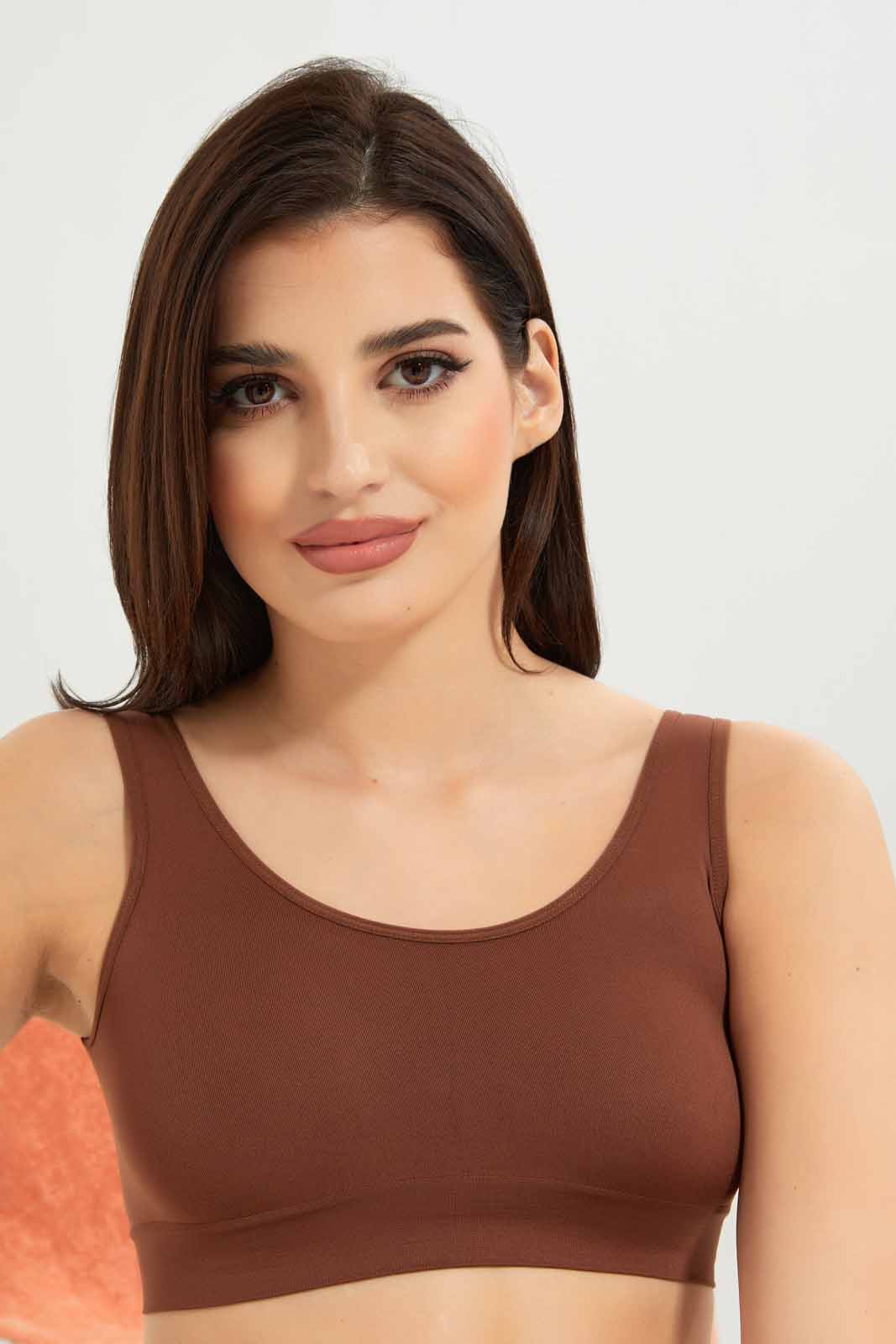 Redtag-Women-Assorted-Brown/-Black-Plain-2Pack-Non-Padded-Seamless-Crop-Top-Category:Bras,-Colour:Assorted,-Deals:New-In,-Dept:Ladieswear,-Filter:Women's-Clothing,-New-In-Women-APL,-Non-Sale,-S23A,-Section:Women,-Women-Bras--